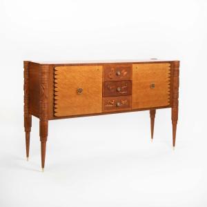 Italian Artistic Oak Sideboard With Naturalistic Carvings By Pierluigi Colli 40s