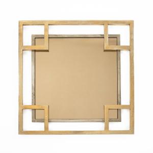 Mid-century French Square Chrome-plated Brass Mirror By Maison Jansen, 1970s