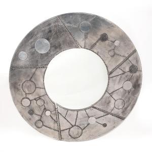 Sculptural Brutalist Steel Mirror By Bianca Garinei 1970s, Signed