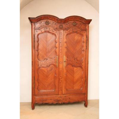 Wardrobe Transition Solid Cherry Wood Very  Fine Engraving 18th Century