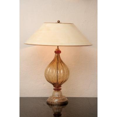 Beautiful, Large Murano Glass Table Lamp Gold-orange