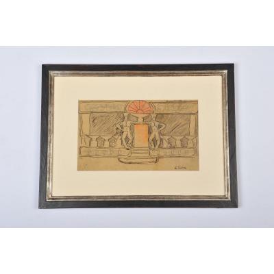 Charcoal Drawing Augsute Chabaud, Professionally Framed