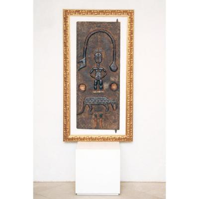 African Wooden Wall Sculpture Or Picture, Framed - Early 20th Century