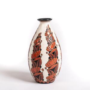 Tall Art Déco Vase Signed Boch Frères