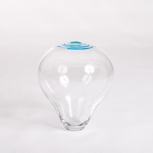 Pear-shaped Murano Glass Vase Transparent-turquis By Paolo Crepax 2016