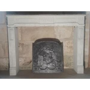 19th Louis XVI White Stone Fireplace