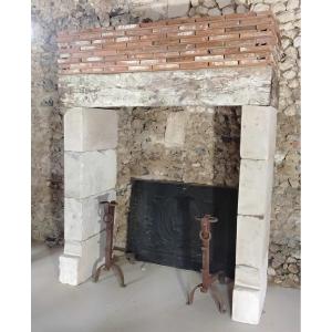 White Stone Fireplace 