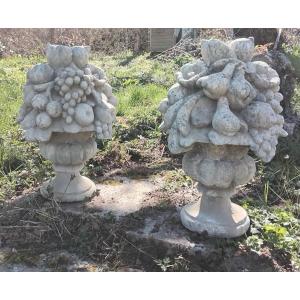 Pair Of Reconstituted Stone Bouquets