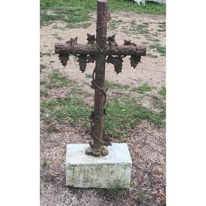 19th Century Cast Iron Calvary On Stone Base