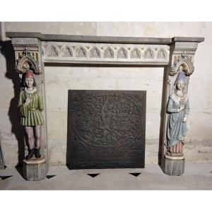 Gothic-style Stone Fireplace