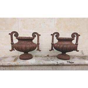 Pair Of Cast Iron Vases
