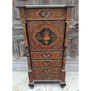 Secretary Desk In Marquetry And Ormolu Ornaments