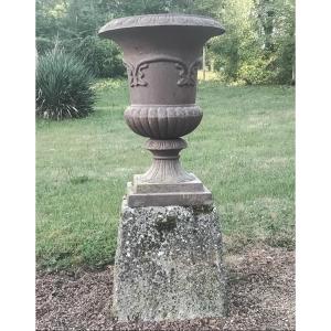 Cast-iron Vase On Stone Base