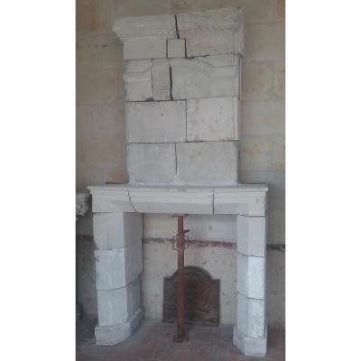 Louis XIII White Stone Fireplace