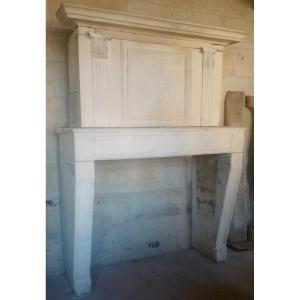 White Stone Trumeau Fireplace