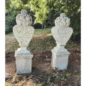 Fire Pots, Pair Of Natural Stone Vases