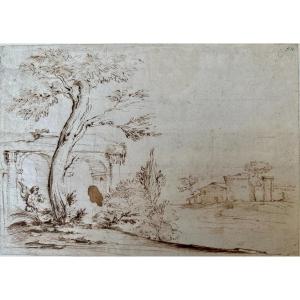 Circle Of Giovanni Francesco Barbieri Il Guercino (1591 – 1666) Landscape With Ruins 