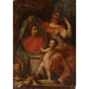 Nicolas Delobel (1693-1763) - Allegorical Portrait Of Cardinal Alessandro Albani