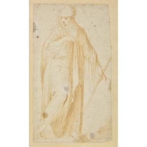 Carlo Urbino (1525-1585) - Draped Woman Holding A Branch