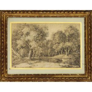 Ferdinand Von Kobell (1740–1799) - Figures On A Riverbank, At The Edge Of A Wood