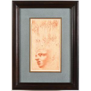 Italian School, Late 16th Century - Head Of A Man And Studies Of Flayed Figures (arms)