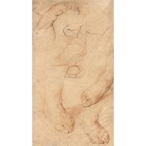 Attributed To Jacob Jordaens (antwerp 1593 – 1678) - Study Of Feet And Sketch Of Figure