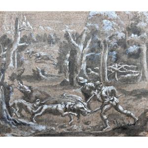 Attributed To Jan Van Der Straet, Said Stradanus (bruges, 1523 – Florence, 1605) - Hunting Scene