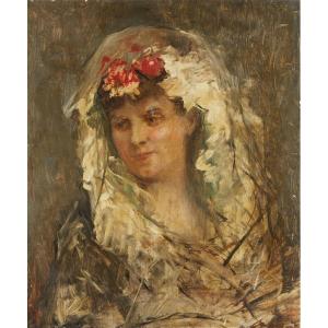 Spanish School, Circa 1900 - Portrait Of A Spanish Woman In Maja's Costume