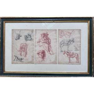 Italian School – Around 1900 Peasants And Animals Of The Roman Countryside