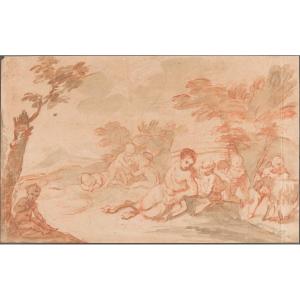 Nicolas Chaperon (1612-1653/4) - Fauness And Cupids, Old Master Drawing
