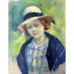 Robert Antoine Pinchon (rouen, 1886 – Bois-guillaume, 1943) - Portrait Of Geneviève Pinchon