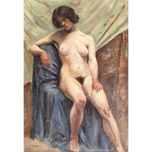 Attributed To Lovis Corinth (1858–1925) - Female Nude Leaning Against An Armchair, Circa 1911–1915
