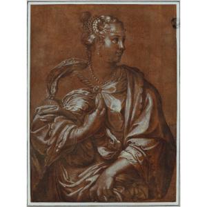 Benedetto Caliari (1538–1598), A Chiaroscuro Portrait Of A Woman, Venetian School, 16th Century
