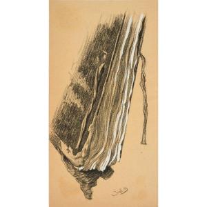 Jacques Schultz-dal, Study Of A Portfolio For Drawings, Charcoal With White Heightening