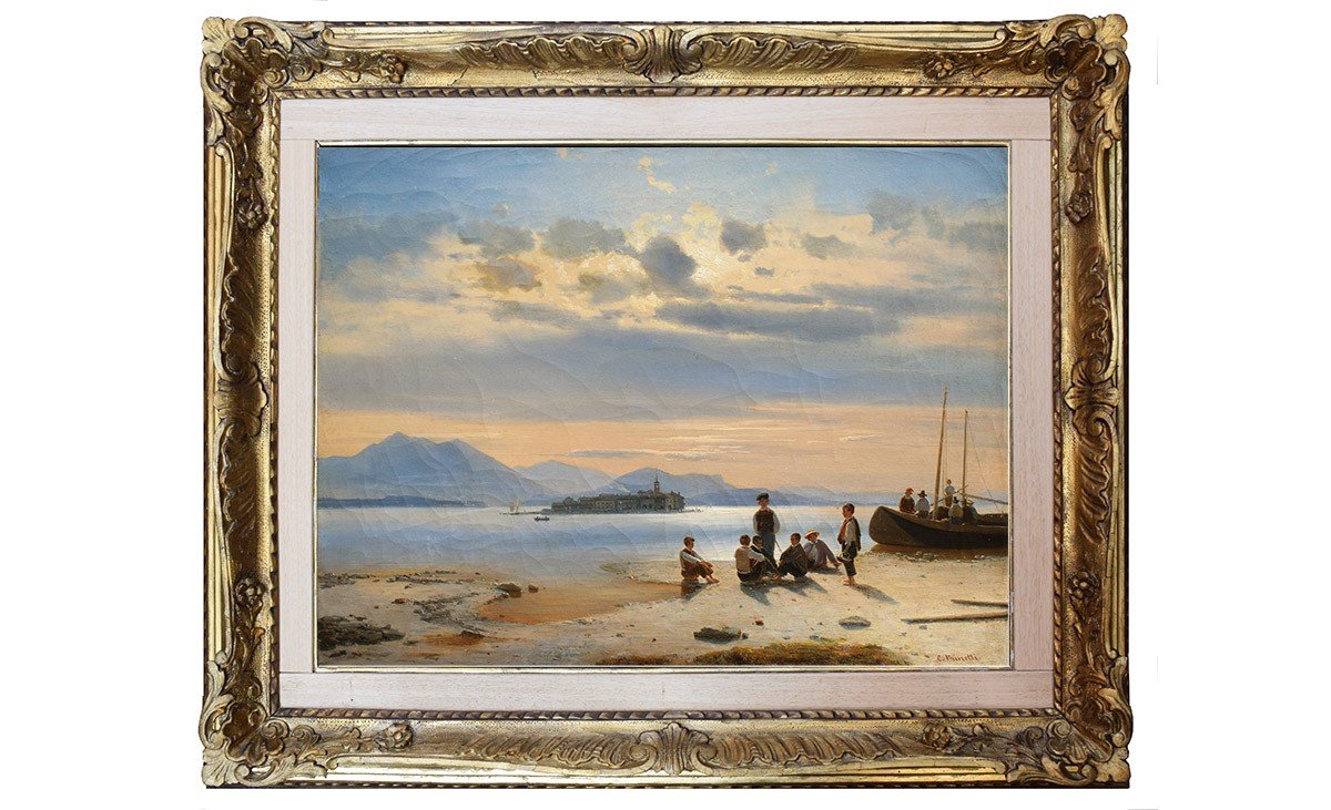 Costantino Prinetti (Cannobio 1825 – Milano 1855), Isola dei Pescatori sul lago Maggiore-photo-2