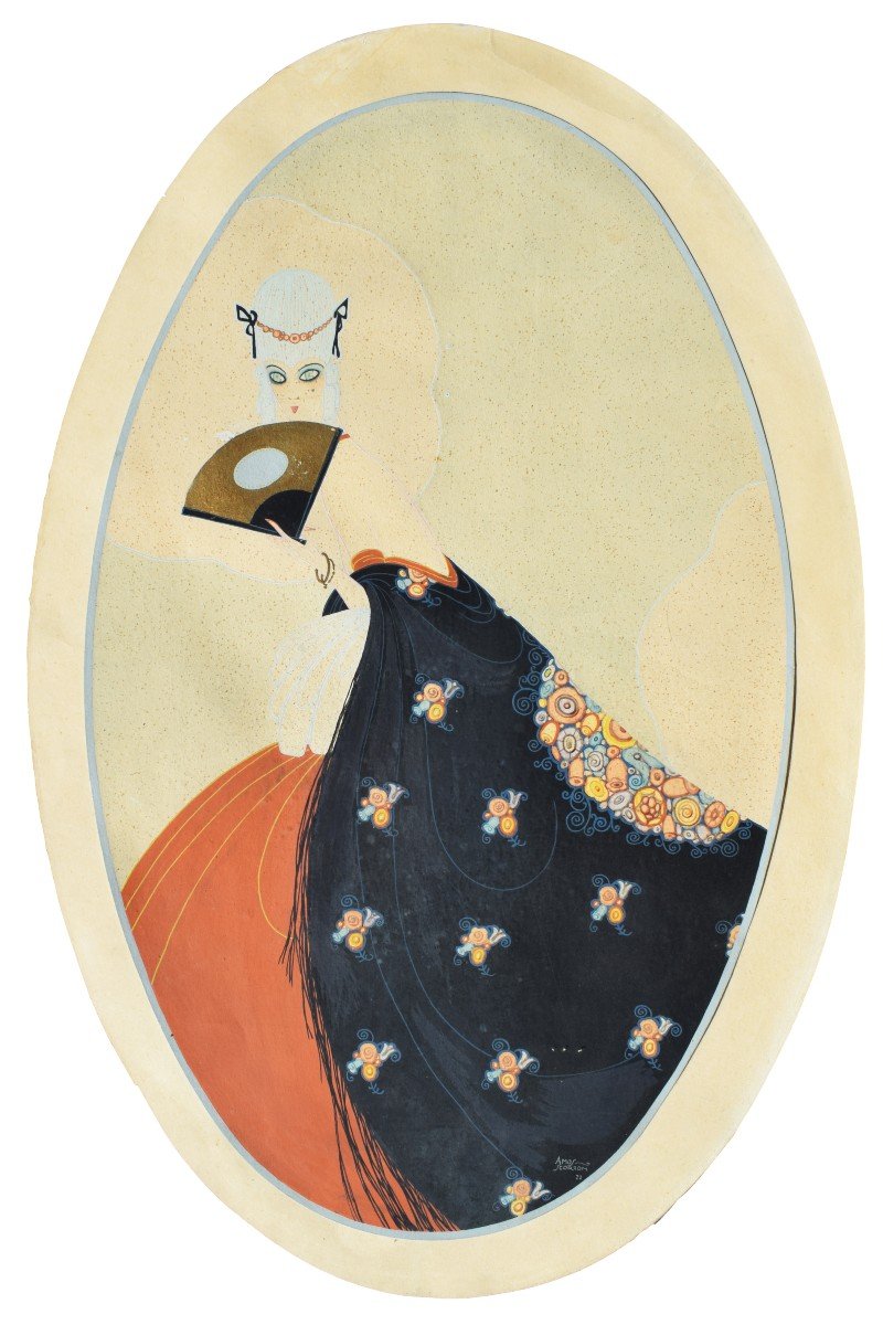 Amos Scorzon (Dolo 1885 – 1963), Dama con ventaglio (1922)