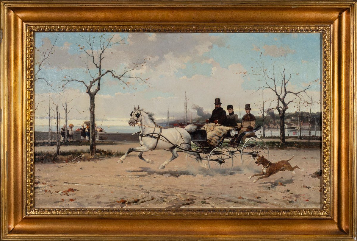 Alfredo Tominz (Trieste 1854 – 1936), Passeggiata a cavallo a Trieste-photo-2