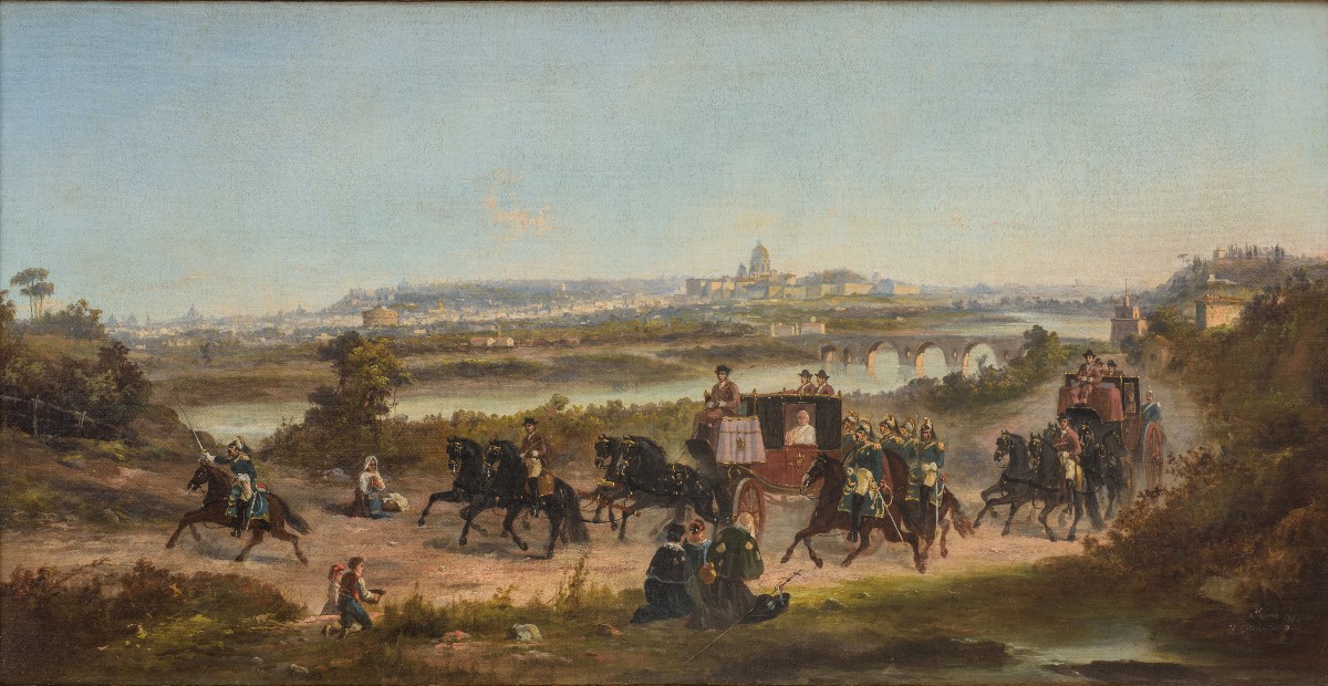 Vincenzo Giovannini (Todi 1816 – Roma 1903), Corteo papale presso Tor di Quinto