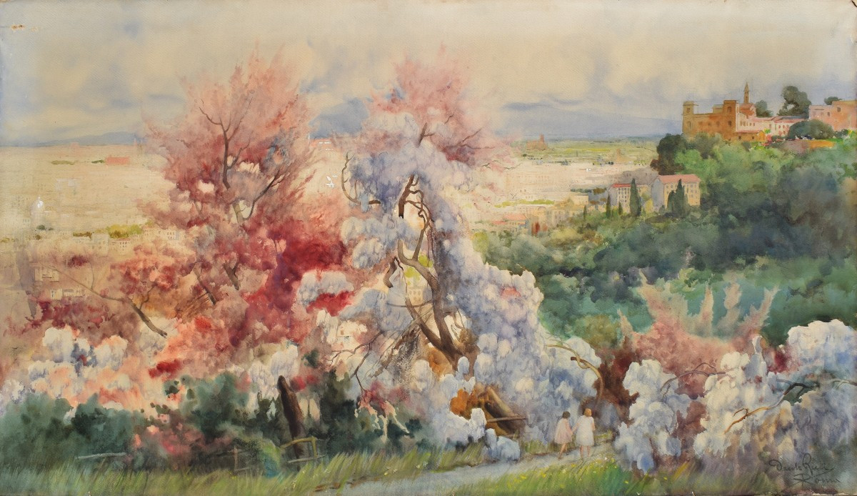 Dante Ricci (Serra San Quirico 1879 – Roma 1957), Roma vista dal Gianicolo