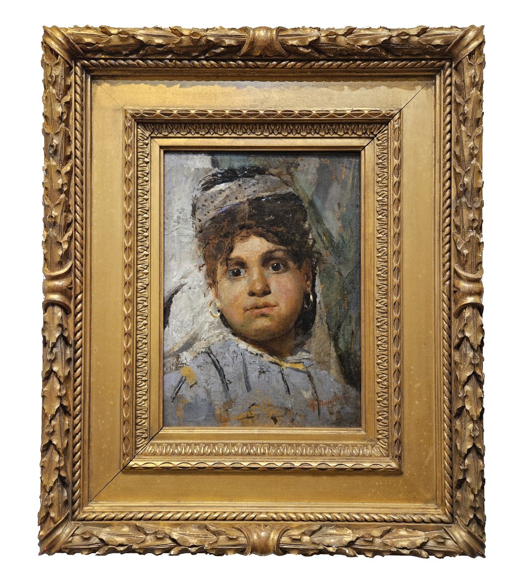 Antonio Mancini (Roma 1852 – 1930), Ciociara – Occhi Neri (1883)-photo-2