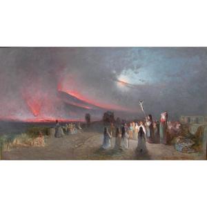 Francesco Mancini (Naples  1830 - 1905),   'Éruption Du Vésuve Le 27 Avril 1872. 