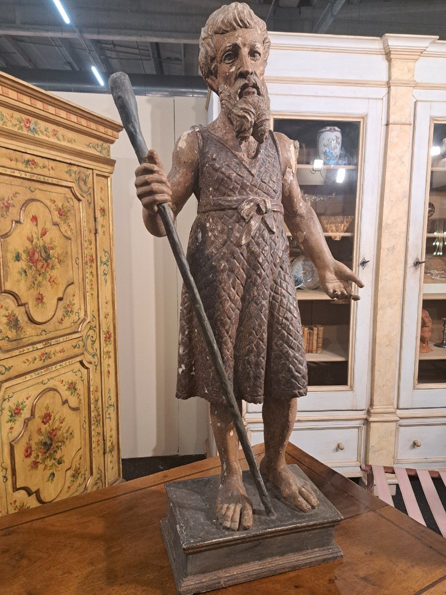    San Paolo di Tebe Eremita, scultura in legno policroma del 1600-photo-4