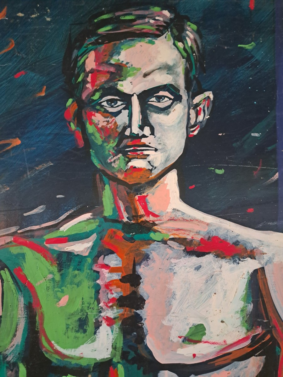 Ritratto maschile, grande dipinto a olio-photo-3
