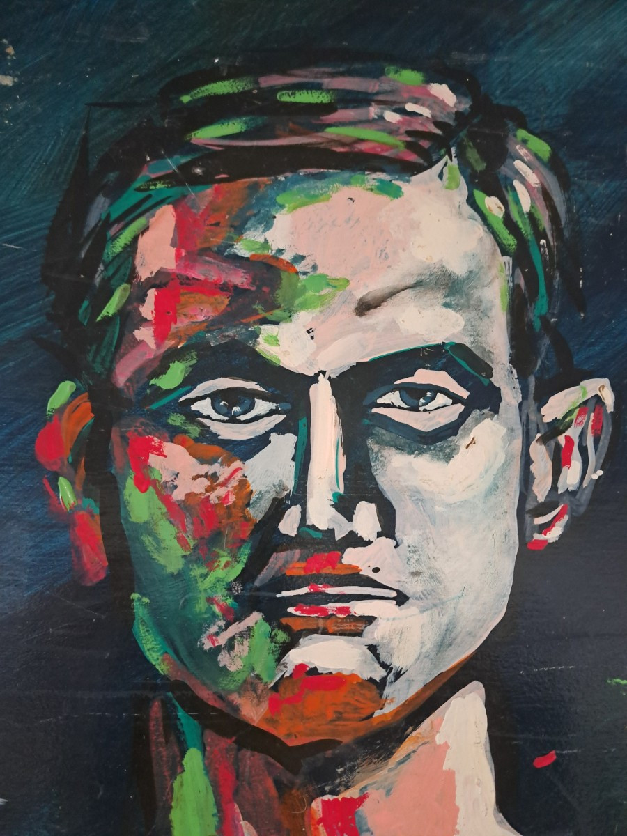Ritratto maschile, grande dipinto a olio-photo-4