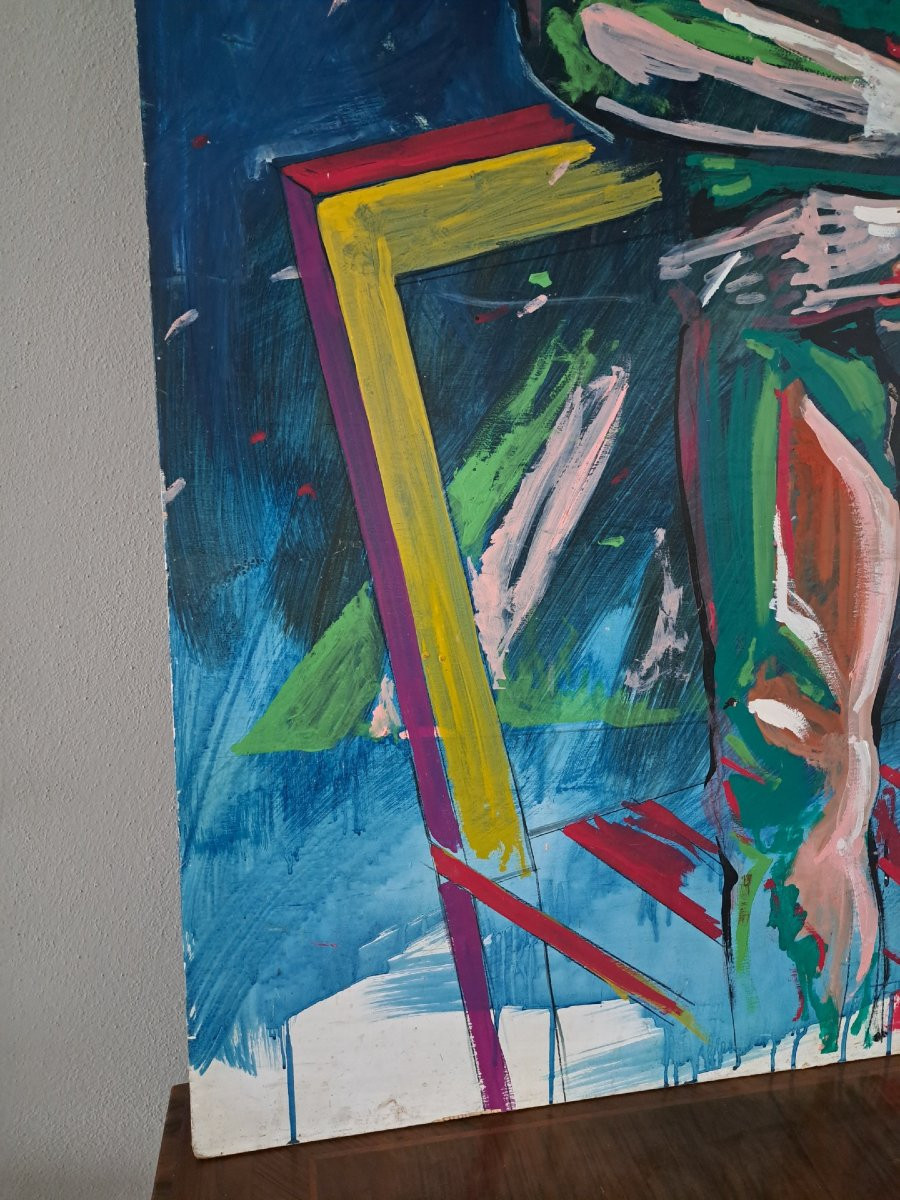 Ritratto maschile, grande dipinto a olio-photo-1