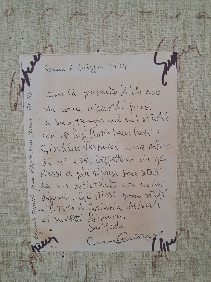 Fantuzzi , olio su tela con dedica ed autentica-photo-4