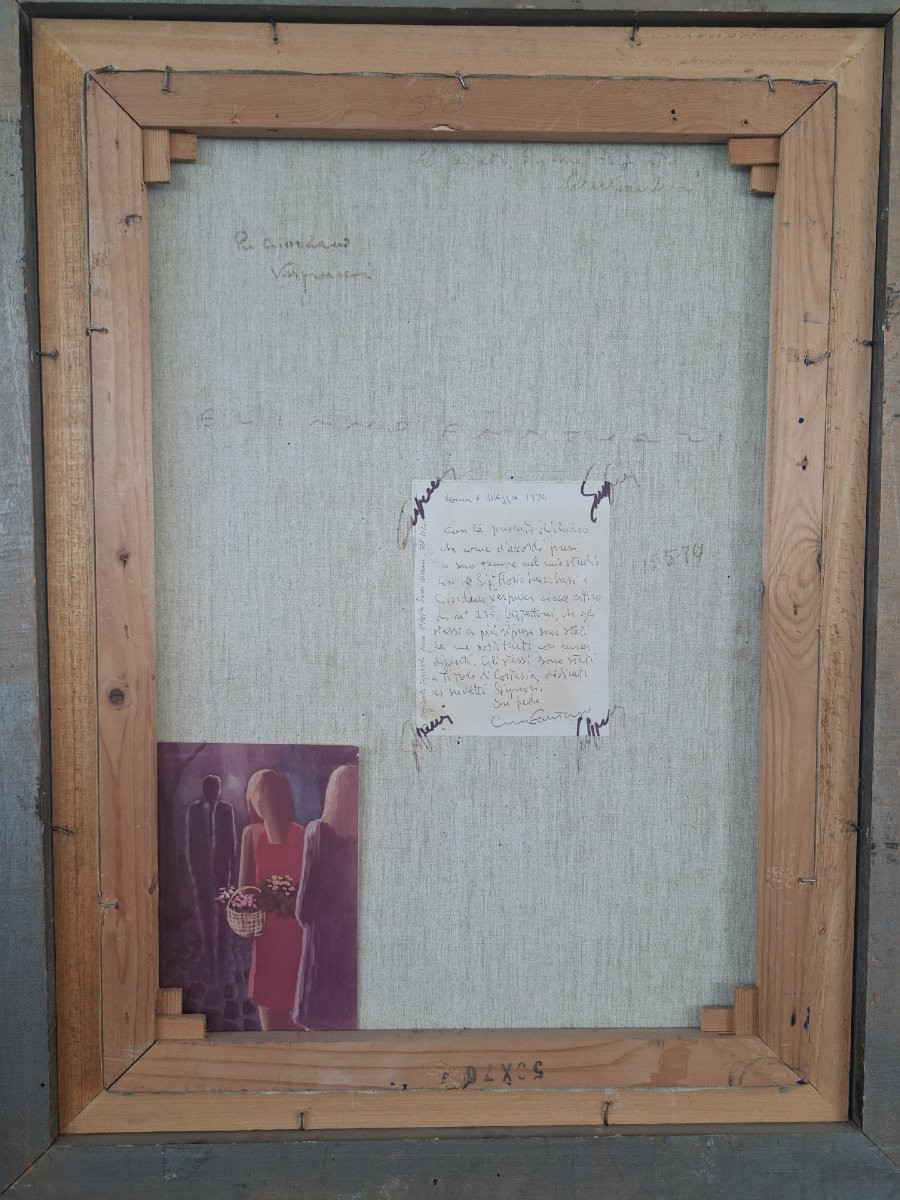Fantuzzi , olio su tela con dedica ed autentica-photo-5