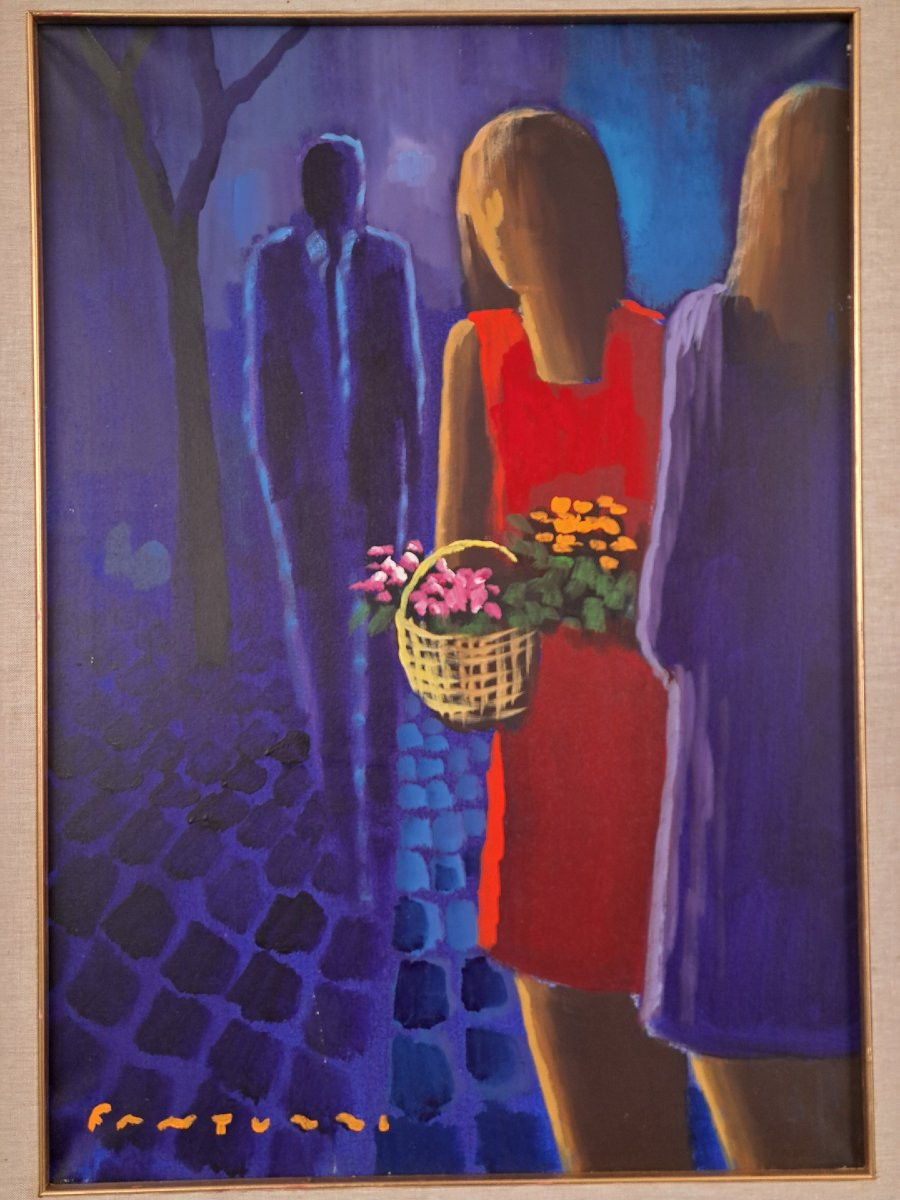 Fantuzzi , olio su tela con dedica ed autentica-photo-6
