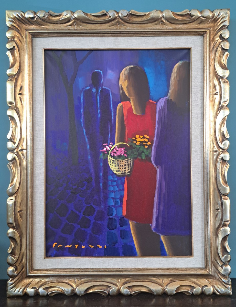 Fantuzzi , olio su tela con dedica ed autentica