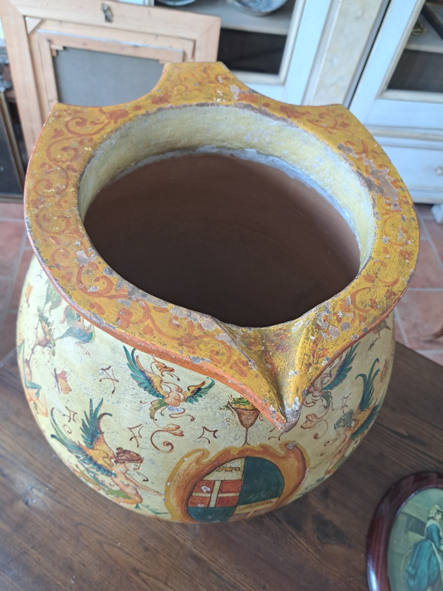 Vaso in terracotta dipinto dell'Ottocento-photo-2